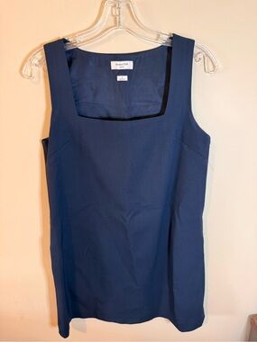 Babaton Navy Sleeveless Square-Neck Dress